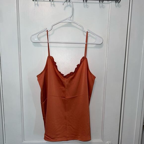 New LOFT Strappy Ruffle Cami Tank Top Orange size M - Picture 1 of 6